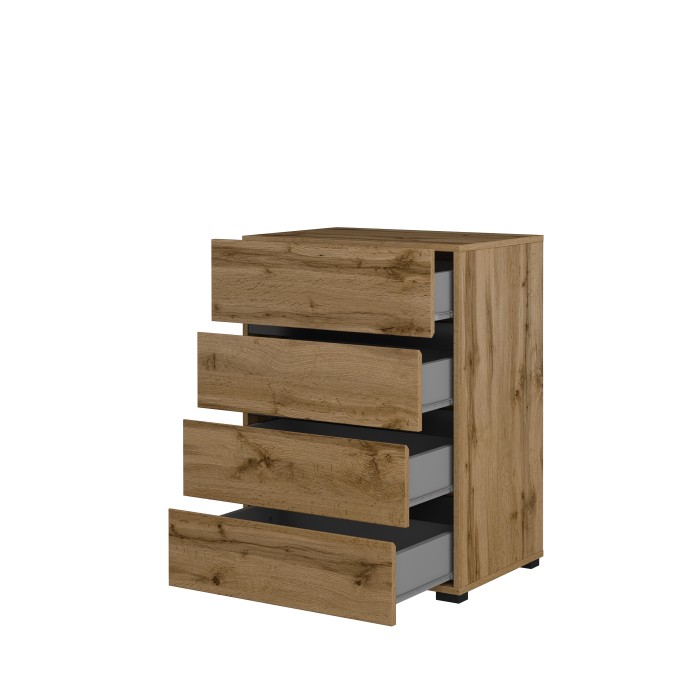 Piccolo buffet HAVANA – 4 cassetti – Rovere e nero – Stile naturale e moderno