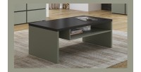 Table basse HAVANA – Vert sauge et noir – Plateau noir mat – Avec niche – Design moderne