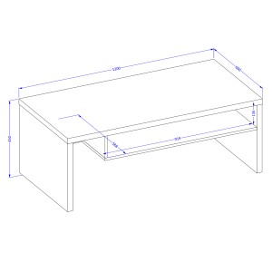 Table basse HAVANA – Blanc mat et noir – Plateau noir mat – Avec niche – Design moderne