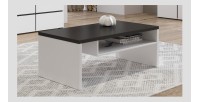 Table basse HAVANA – Blanc mat et noir – Plateau noir mat – Avec niche – Design moderne
