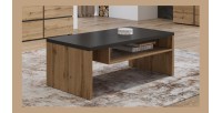 Table basse HAVANA – Chêne et noir – Plateau noir mat – Avec niche – Style naturel et moderne