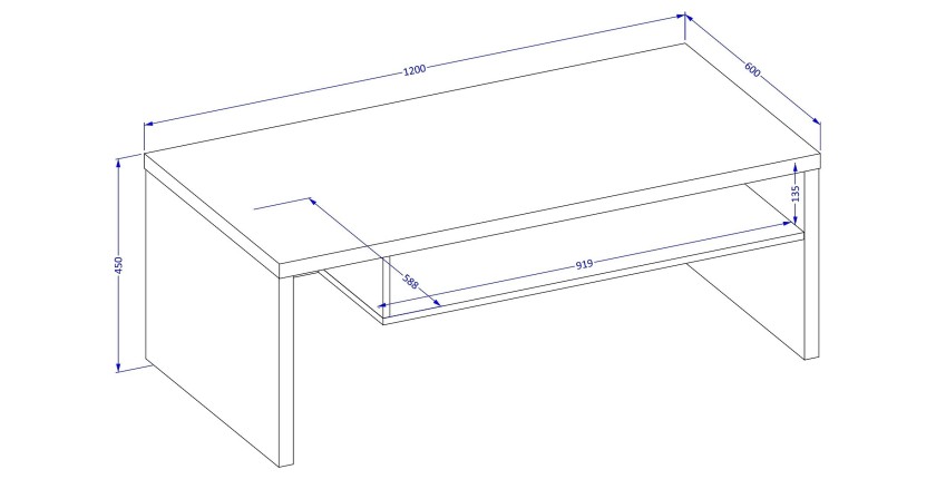 Table basse HAVANA – Beige et noir – Plateau noir mat – Avec niche – Élégance douce et moderne
