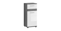 Armoire de salle de bain – Collection WILLIAM – 2 niches, 1 porte, 1 tiroir – Coloris blanc et chêne cendré 