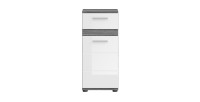 Armoire de salle de bain – Collection WILLIAM – 2 niches, 1 porte, 1 tiroir – Coloris blanc et chêne cendré 
