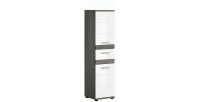 Colonne de salle de bain WILLIAM – 2 portes et 1 tiroir – Blanc et gris foncé 