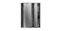 Meuble de rangement de salle de bain WILLIAM – Blanc et gris foncé – 9 niches suspendues 
