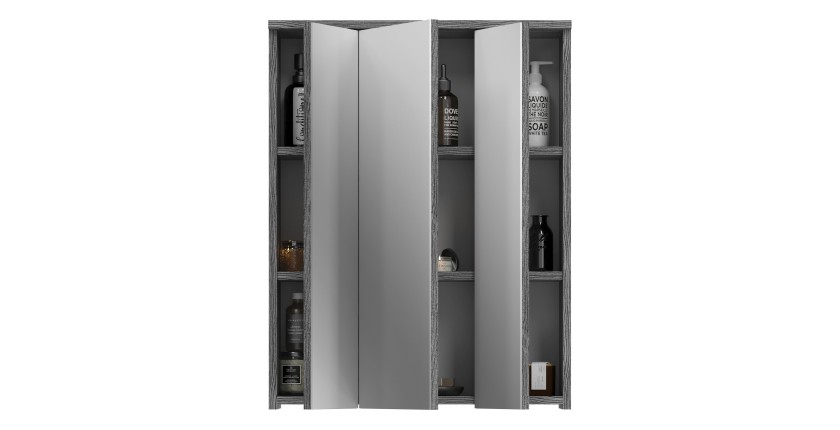 Meuble de rangement de salle de bain WILLIAM – Blanc et gris foncé – 9 niches suspendues 