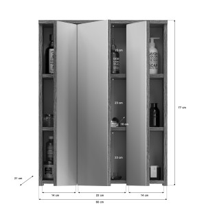 Meuble de rangement de salle de bain WILLIAM – Blanc et gris foncé – 9 niches suspendues 