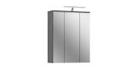 Meuble de rangement de salle de bain WILLIAM – Avec LED – Blanc et gris foncé – 9 niches suspendues 