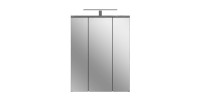 Meuble de rangement de salle de bain WILLIAM – Avec LED – Blanc et gris foncé – 9 niches suspendues 