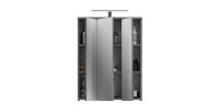 Meuble de rangement de salle de bain WILLIAM – Avec LED – Blanc et gris foncé – 9 niches suspendues 