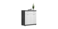 Buffet SCOTT – Blanc brillant – 2 portes, 2 tiroirs – À poser 