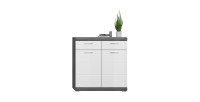 Buffet SCOTT – Blanc brillant – 2 portes, 2 tiroirs – À poser 