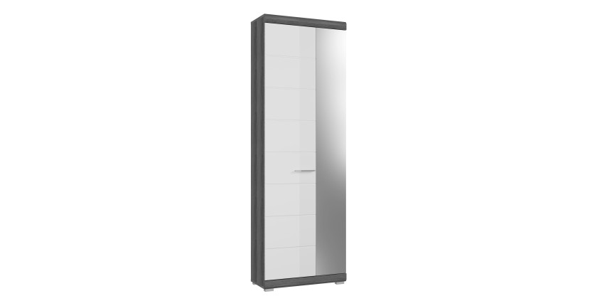 Meuble de rangement SCOTT – Blanc brillant – 6 niches, 1 porte – À poser 