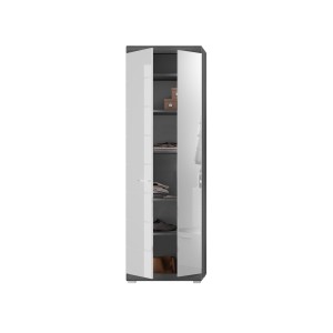 Meuble de rangement SCOTT – Blanc brillant – 6 niches, 1 porte – À poser 