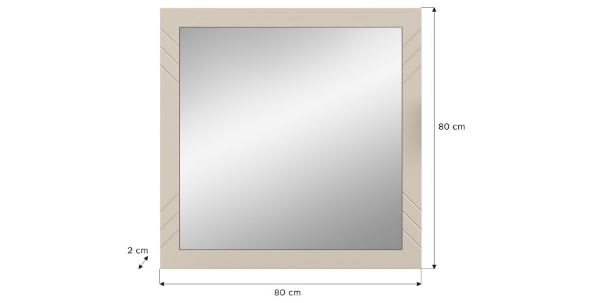 Miroir LUNA – Beige mat – Carré 80x80 cm – À suspendre 