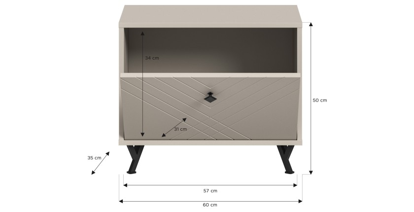Schoenenkast LUNA - Mat Beige - 1 klep - 60x50x35 cm 
