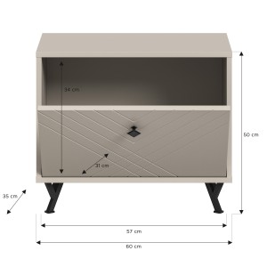 Schoenenkast LUNA - Mat Beige - 1 klep - 60x50x35 cm 