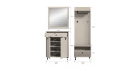 Ensemble d'entrée complet LUNA – Beige mat – 215x190x35 cm – 6 niches, 5 étagères 