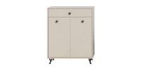 Meuble à chaussures LUNA – Beige mat – 2 portes battantes – 80x100x35 cm 