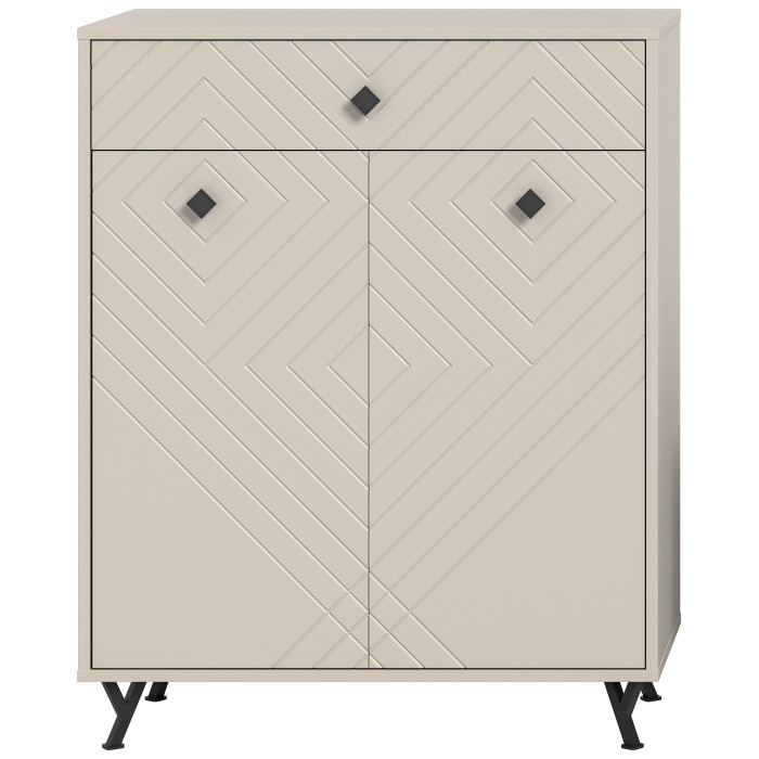 Meuble à chaussures LUNA – Beige mat – 2 portes battantes – 80x100x35 cm 