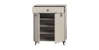 Meuble à chaussures LUNA – Beige mat – 2 portes battantes – 80x100x35 cm 