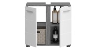 Unterschrank für Waschbecken WILLIAM – Dunkelgrau und Weiß – 57x60x34 cm – 2 Türen 