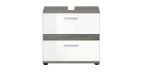 Meuble sous vasque WILLIAM – Gris foncé et blanc – 60x57x34 cm – 2 tiroirs 