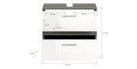 Meuble sous vasque WILLIAM – Gris foncé et blanc – 60x57x34 cm – 2 tiroirs 