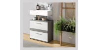 Meuble sous vasque WILLIAM – Gris foncé et blanc – 60x57x34 cm – 2 tiroirs 