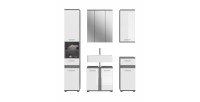 Ensemble de meubles de salle de bain WILLIAM – Gris foncé et blanc – 164x191x34 cm – 6 portes, 2 tiroirs 