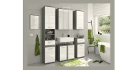 Ensemble de meubles de salle de bain WILLIAM – Gris foncé et blanc – 164x191x34 cm – 6 portes, 2 tiroirs 