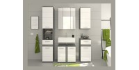 Ensemble de meubles de salle de bain WILLIAM – Gris foncé et blanc – 164x191x34 cm – 6 portes, 2 tiroirs 