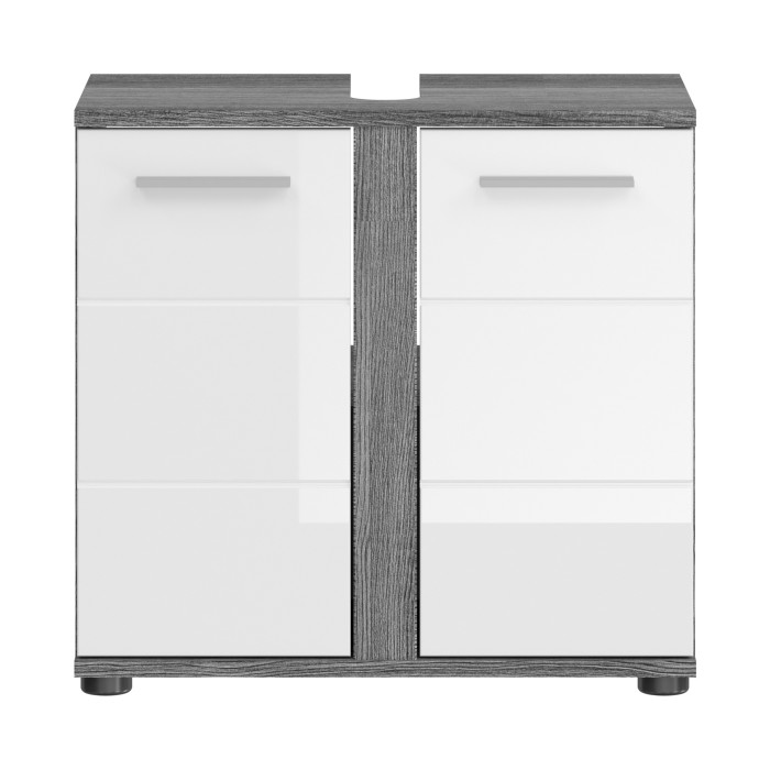 Badkamermeubelset WILLIAM - Donkergrijs en wit - 114x191x34 cm 
