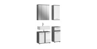Set di mobili da bagno WILLIAM - Grigio scuro e bianco - 114x191x34 cm 