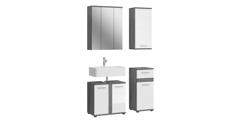 Set di mobili da bagno WILLIAM - Grigio scuro e bianco - 114x191x34 cm 