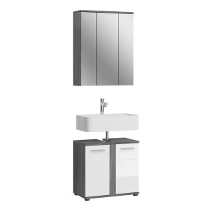 Ensemble de meubles de salle de bain WILLIAM – Gris foncé et blanc – 64x191x34 cm 