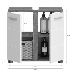 Ensemble de meubles de salle de bain WILLIAM – Gris foncé et blanc – 64x191x34 cm 