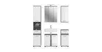 Ensemble de meubles de salle de bain WILLIAM – Gris foncé et blanc – 164x191x34 cm – Avec LED 