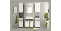 Ensemble de meubles de salle de bain WILLIAM – Gris foncé et blanc – 164x191x34 cm – Avec LED 