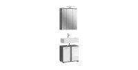 Badkamermeubelset WILLIAM - Donkergrijs en wit - 64x191x34 cm - Met LED 