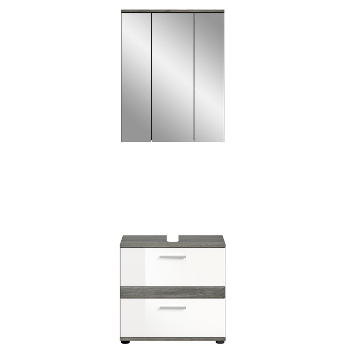 Set di mobili da bagno WILLIAM – Grigio scuro e bianco – 60x191x34 cm 