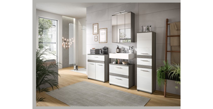 Badezimmermöbelset WILLIAM – Dunkelgrau und Weiß – 60x191x34 cm 