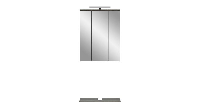 Set di mobili da bagno WILLIAM – Grigio scuro e bianco – 60x191x34 cm – Con LED 
