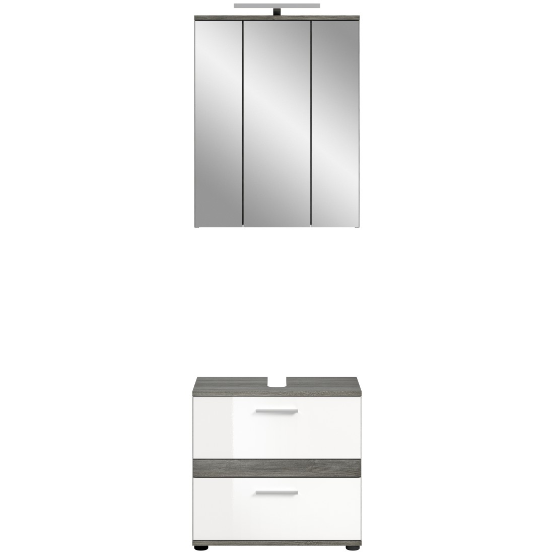 Set di mobili da bagno WILLIAM – Grigio scuro e bianco – 60x191x34 cm – Con LED 