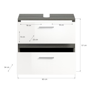 Set di mobili da bagno WILLIAM – Grigio scuro e bianco – 60x191x34 cm – Con LED 