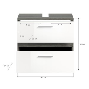Ensemble de meubles de salle de bain WILLIAM – Gris foncé et blanc – 146x191x34 cm 