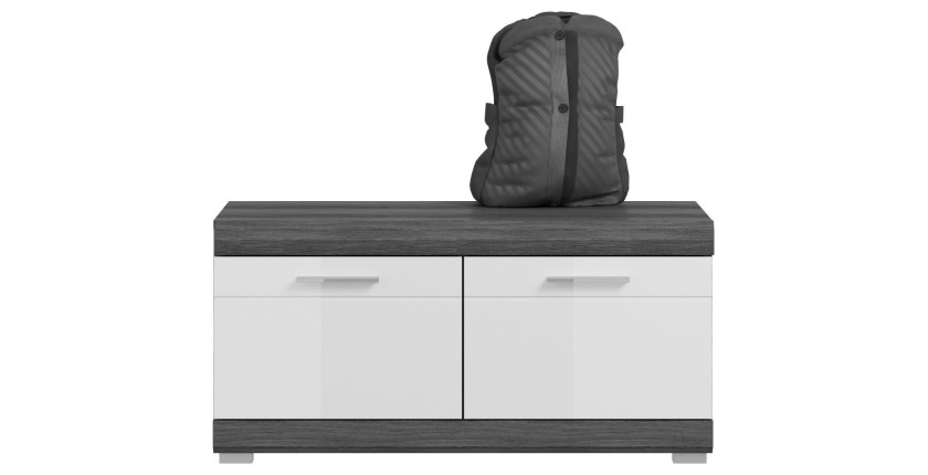 Meuble à chaussures SCOTT – Gris foncé et blanc – 90x44x40 cm 