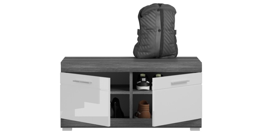 Meuble à chaussures SCOTT – Gris foncé et blanc – 90x44x40 cm 