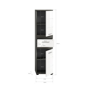 Set di mobili da bagno WILLIAM - Grigio scuro e bianco - 110x191x34 cm 